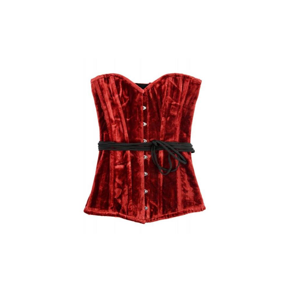 Corset de veludo, Espartilho Overbust, vermelho  - 1
