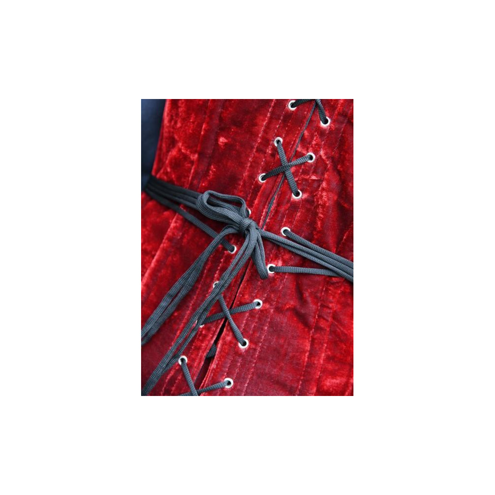 Corset de veludo, Espartilho Overbust, vermelho  - 5