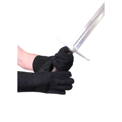 Suede leather gloves, black  - 1