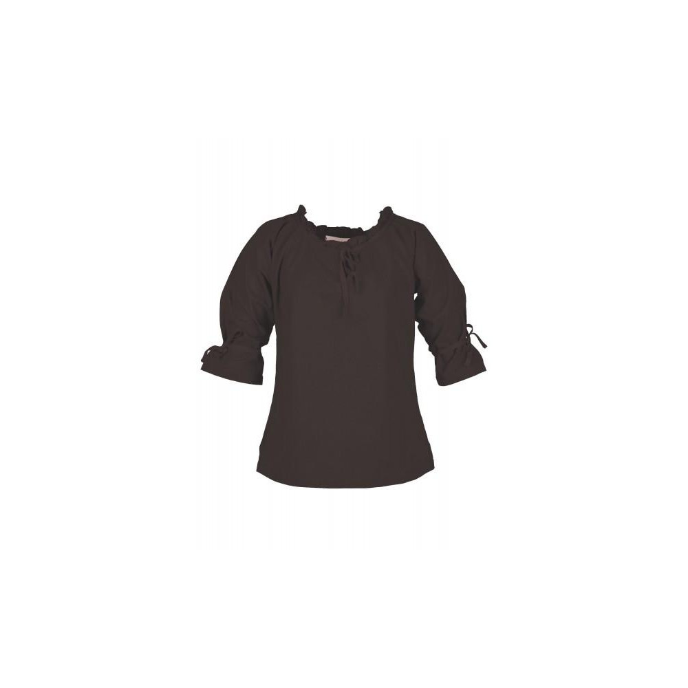 Blusa Birga medieval, mangas 3/4, marrón  - 1