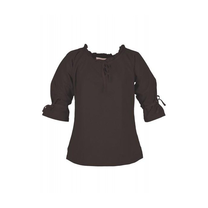Blusa Birga medieval, mangas 3/4, marrón  - 1