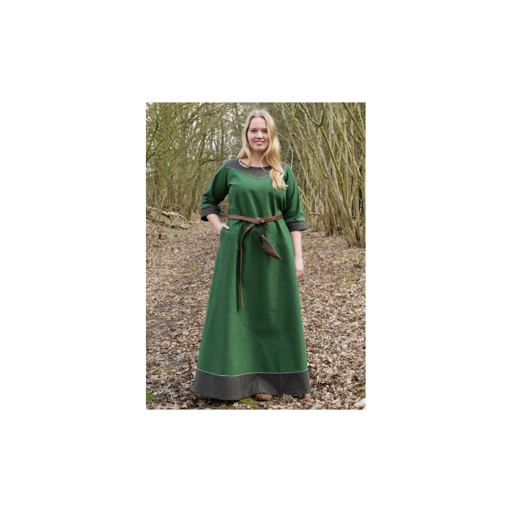 Medieval Dress Gesine, Canvas, Green  - 1