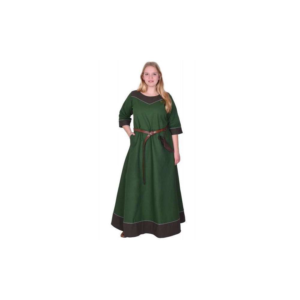 Vestido Medieval Gesine, Lona, verde  - 2