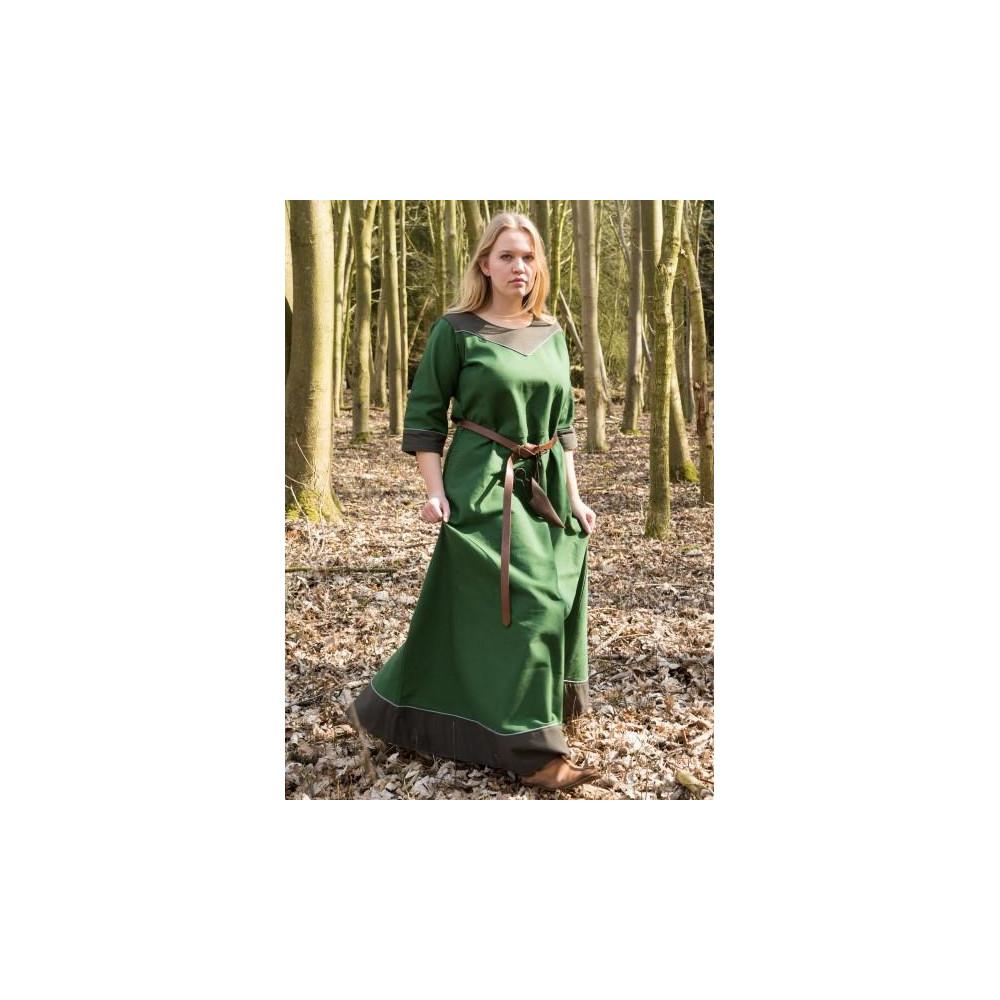 Medieval Dress Gesine, Canvas, Green  - 3