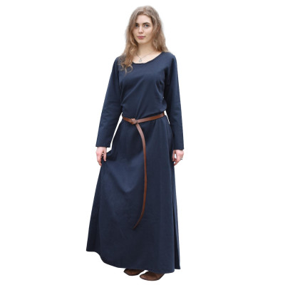 Vestido Medieval Simples Afra, Lona, azul escuro  - 1