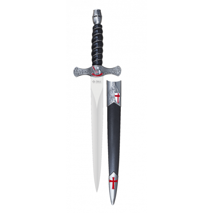 Poignard des Templiers avec fourreau décoré de casque  - 1