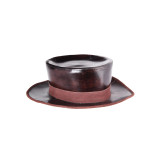 Cappello medievale in pelle a tesa larga, marrone - 1