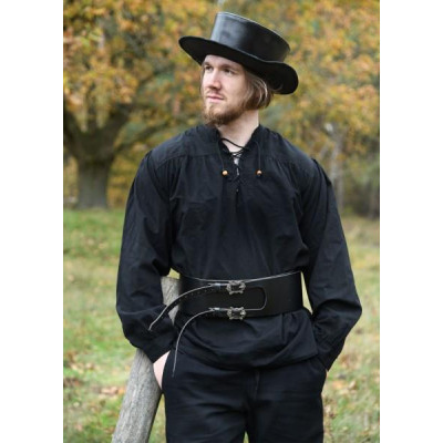 Sombrero de cuero medieval de ala ancha, sombrero Plague Doctor, negro  - 1