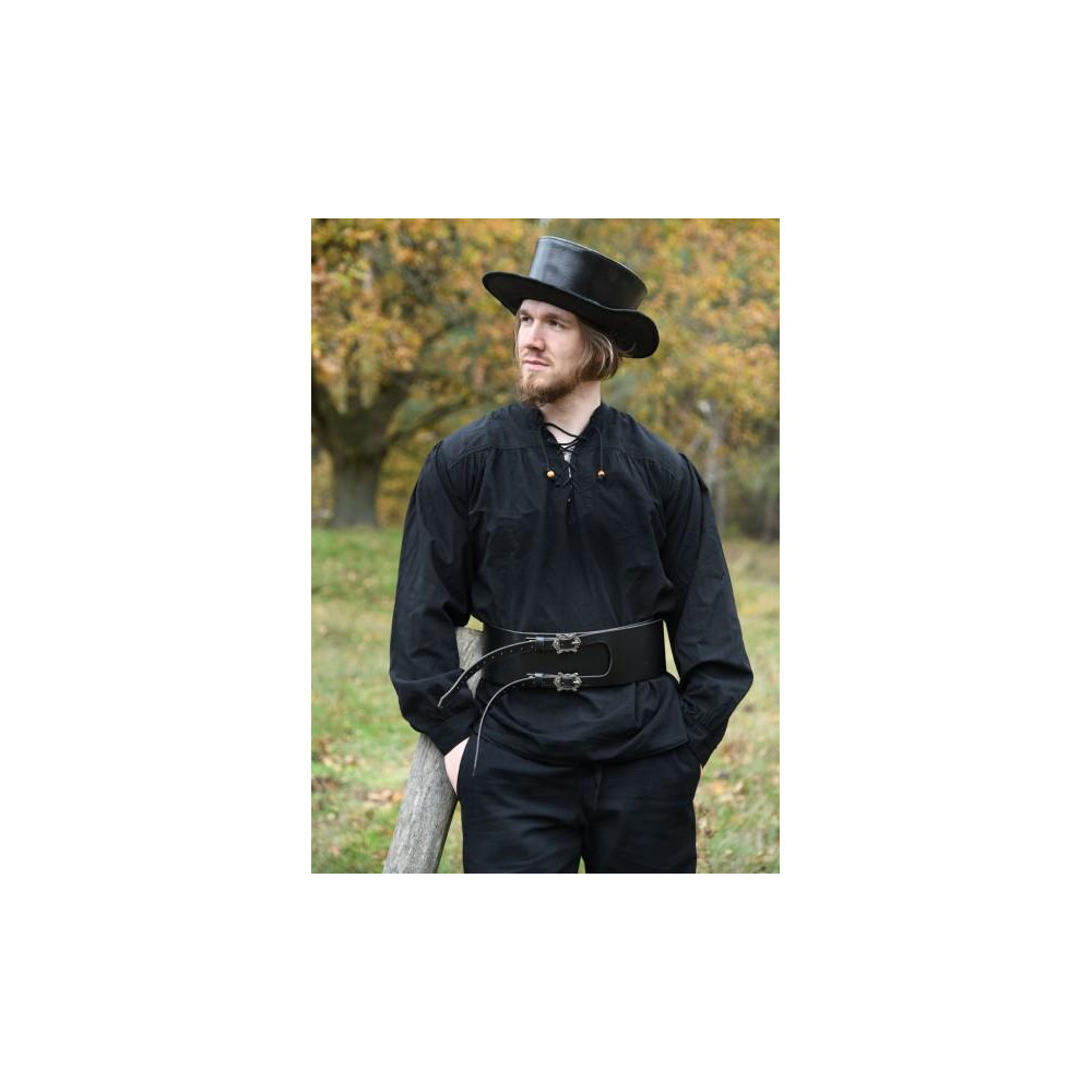 Sombrero de cuero medieval de ala ancha, sombrero Plague Doctor, negro  - 1