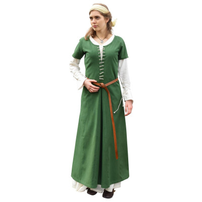 Vestido Cotehardie Ava medieval, verde  - 1