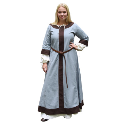 Medieval Gudrun dress, blue-grey/brown  - 1