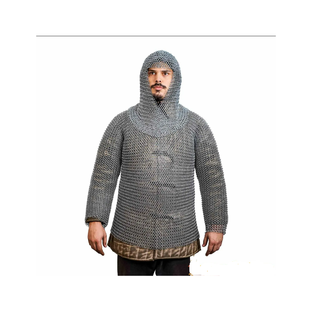 Capuche médiévale et chemise à manches longues, cul, DI 10mm, plaqué zinc  - 2