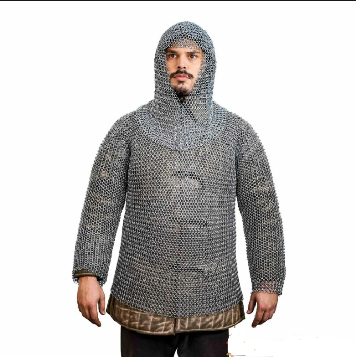 Capuche médiévale et chemise à manches longues, cul, DI 10mm, plaqué zinc  - 2