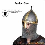 Casque viking varègue slave Rus Gnezdovo du Xe siècle avec chaîne en maille Camal de calibre 16e  - 2