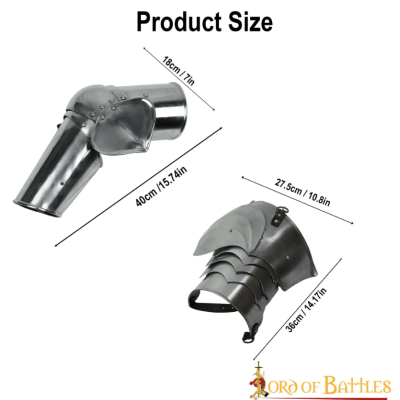 Set di armature tardo medievali con imbracature calibro 16 e imbracature da braccio  - 2