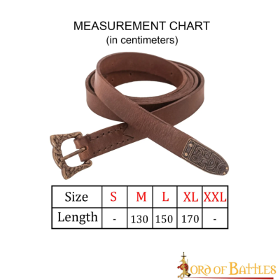 Ceinture en cuir viking ornée avec boucle et capuche en laiton antique  - 2