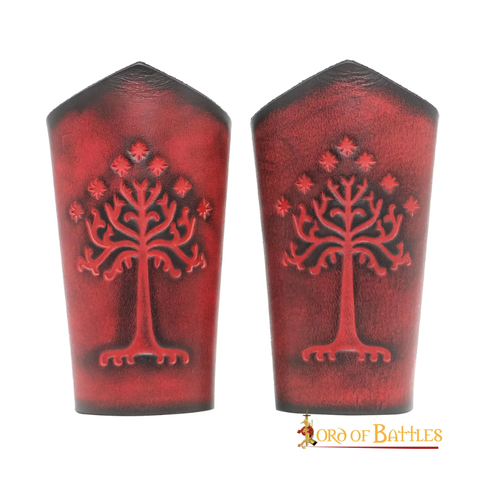 Brazaletes de cuero genuino con motivo de árbol en relieve  - 1