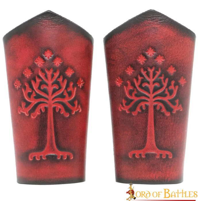 Brazaletes de cuero genuino con motivo de árbol en relieve  - 1