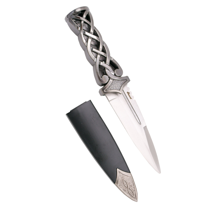 Adaga de 23 cm com cabo com acabamento em níquel com pedra azul  - 1