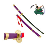 Katana One Piece Zoro Enma con acabado en piel lila  - 4