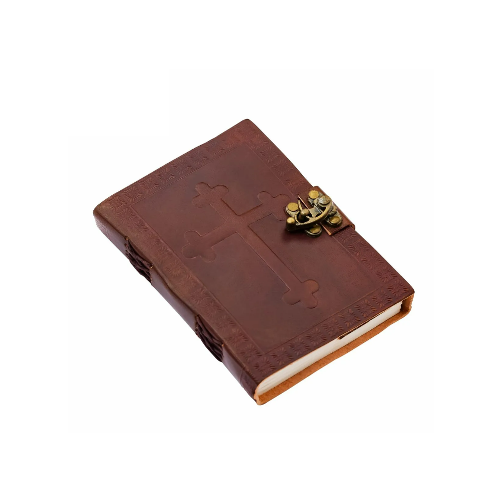 Handmade genuine leather diary with Celtic cross  - 1