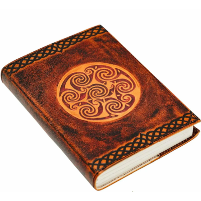 Medieval diary with Celtic spiral design, handmade diary notes in genuine leather  - 2