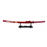 Katana bordeaux Dragão dourado com soporte  - 2