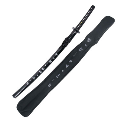 Black sheathed katana with inscription, with nylon cover  - 1
