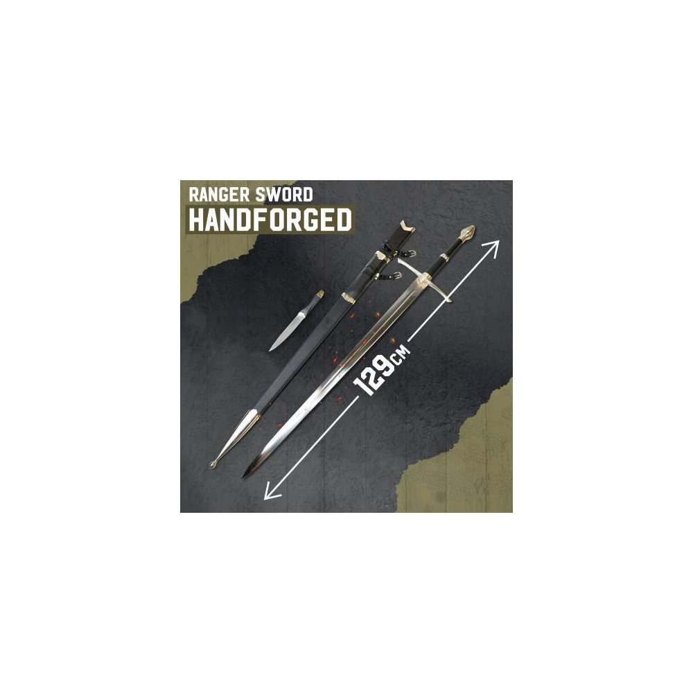 ÉPÉE DE RANGER, FORGÉE À LA MAIN, AVEC COUTEAU ET LAME TRANCHANTE  - 2