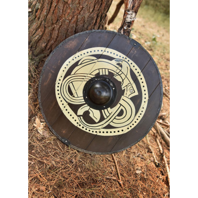 Bouclier viking avec motif de bête passionnant, peint à la main, 61 cm - 2