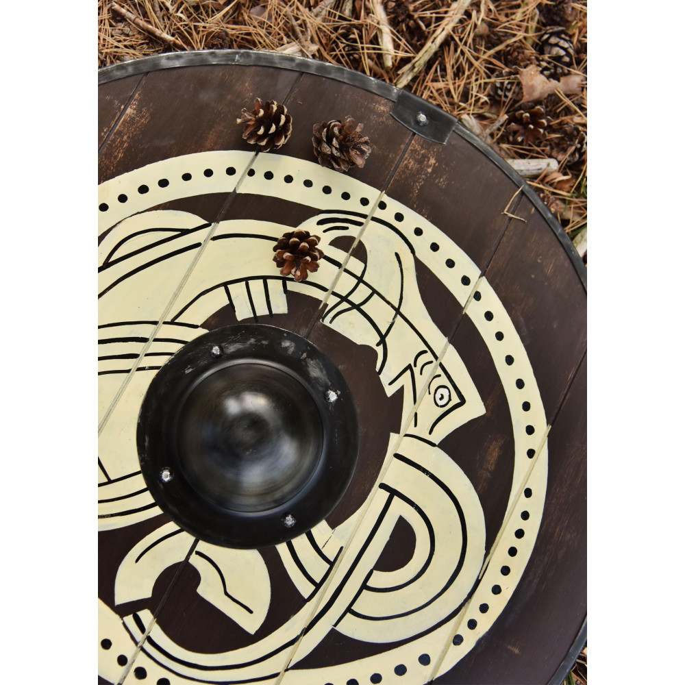 Bouclier viking avec motif de bête excitant, peint à la main, 61 cm - 4