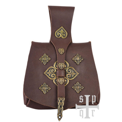 Sac en cuir Viking avec boucle de ceinture, marron foncé - 1