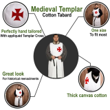 Tabarro medievale in cotone dei Cavalieri Templari - 3