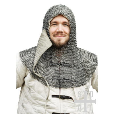 Coifa de cota de malha com cauda triangular, BTW, ID8mm, acabamento natural  - 1