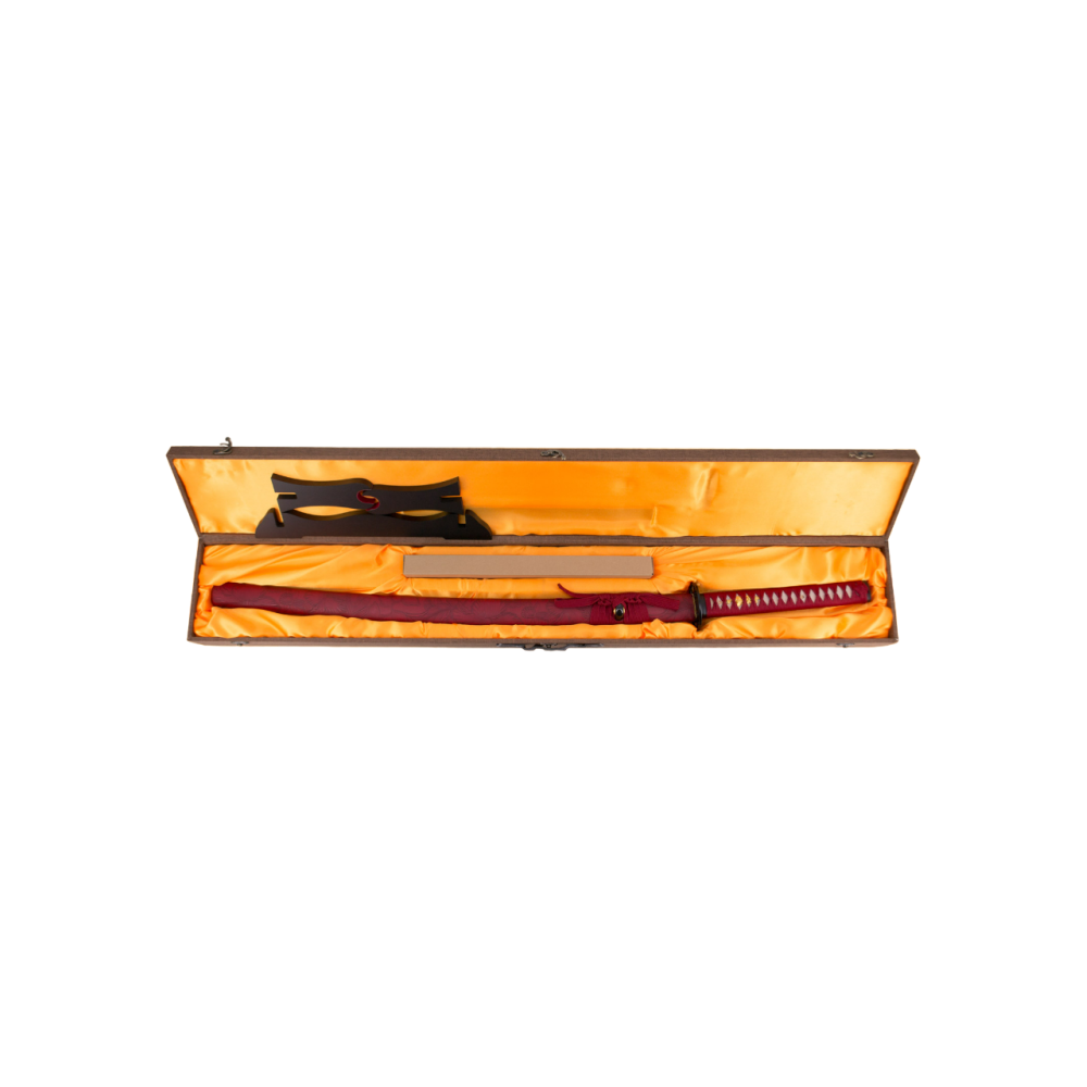 Katana funzionale con lama in acciaio damasco rosso 104 cm - 6
