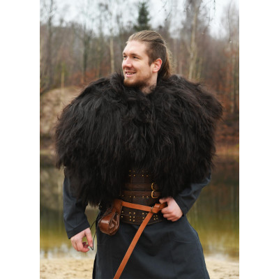 Pele de ombro, capa de pele Berserker preta  - 1