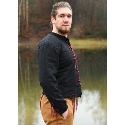 Farsetto medievale Bernhard con corde intrecciate, nero - 4