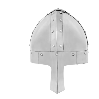 Casque nasal médiéval en acier normand avec doublure en cuir - 1