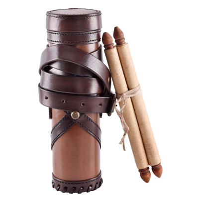Roman Capsa, Leather Scroll Holder with 3 Scrolls - 1
