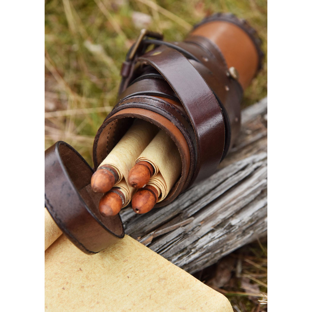 Roman Capsa, Portapergaminos de Cuero con 3 Pergaminos - 5