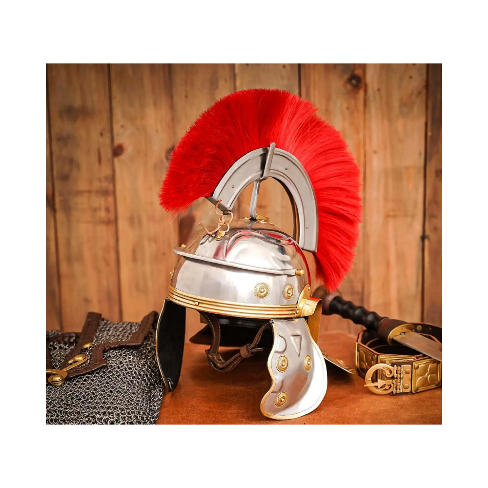 Casco de acero con pluma de legionario romano - 2