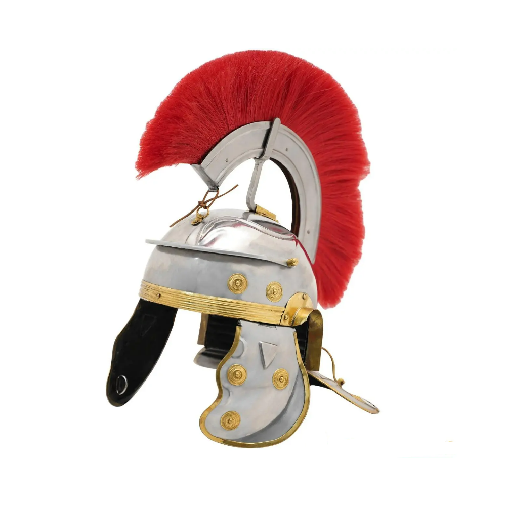 Casco de acero con pluma del legionario romano - 3