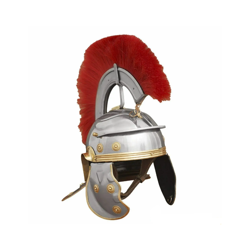 Casco de acero con pluma de legionario romano - 4