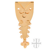 Chape Belt Buckle with Trefoil Motif, Galvanized Brass - 1