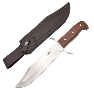 One-piece hunting knife with 25cm bowie blade and pakkawood handle - 1