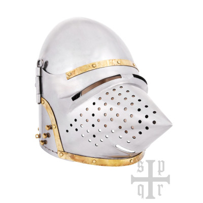 Cráneo de sabueso Bascinet, Casco medieval, ca. 1370, acero de 1,6 mm - 4