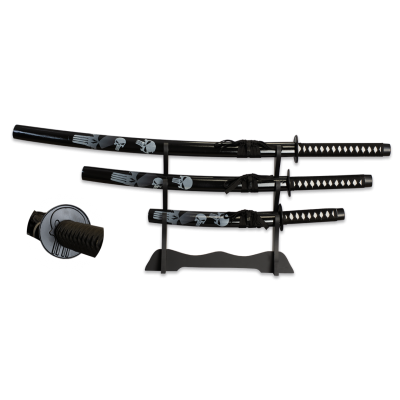 Set compuesto por Katana, Wakizashi y ambos con apoyo, Negro  - 1