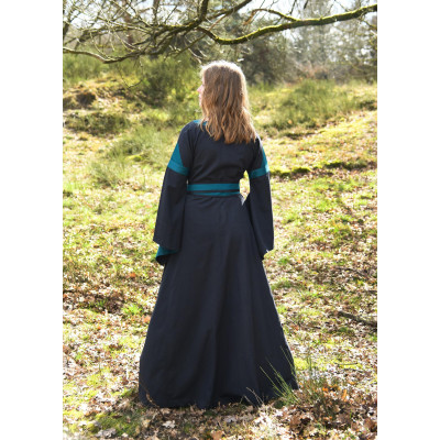 Vestido Medieval com Cinto, Bliaut Konstanze, azul escuro  - 2
