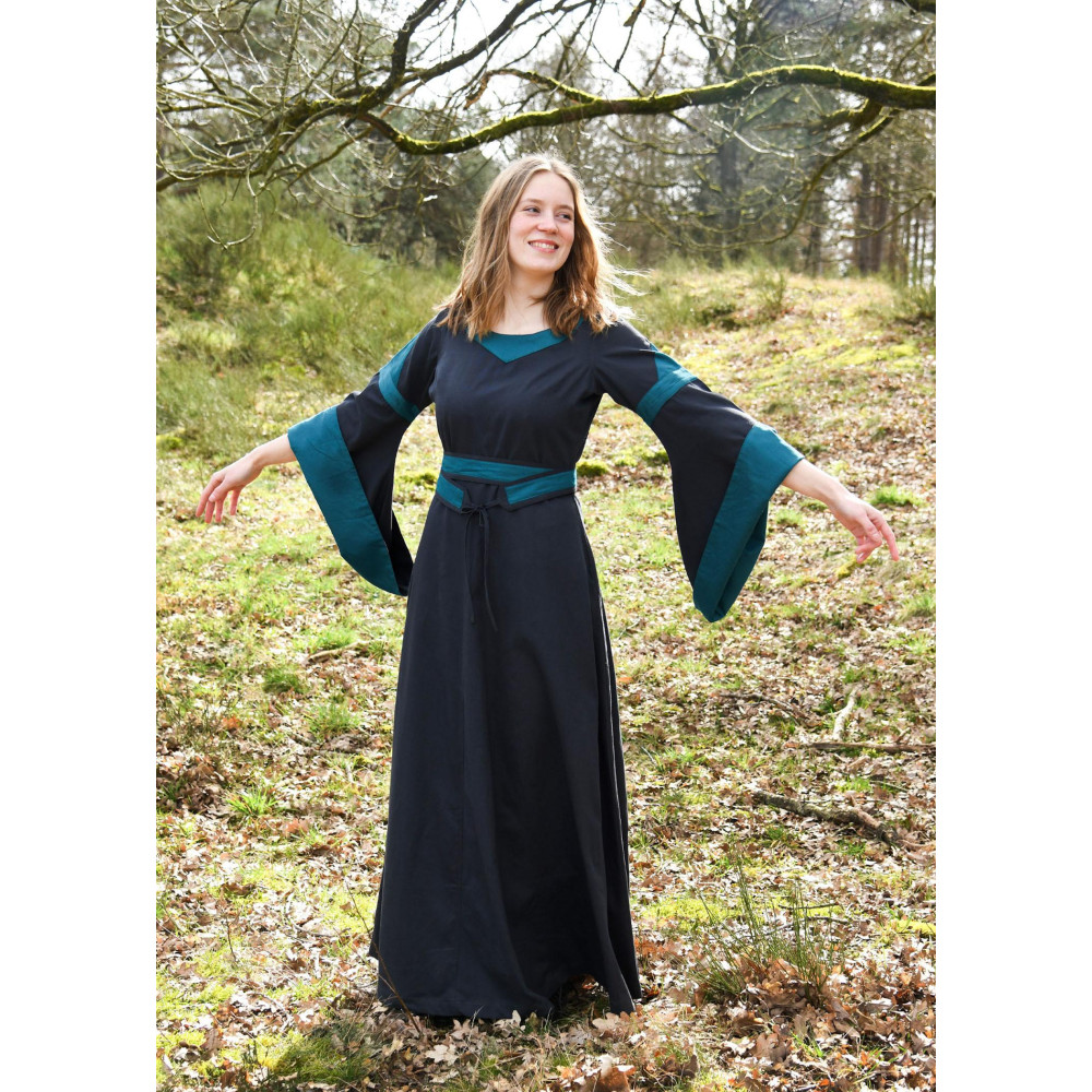Robe médiévale avec ceinture, Bliaut Konstanze, bleu foncé - 4