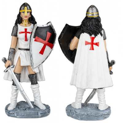 Figurine en résine des Chevaliers Templiers avec bouclier et épée - 1
